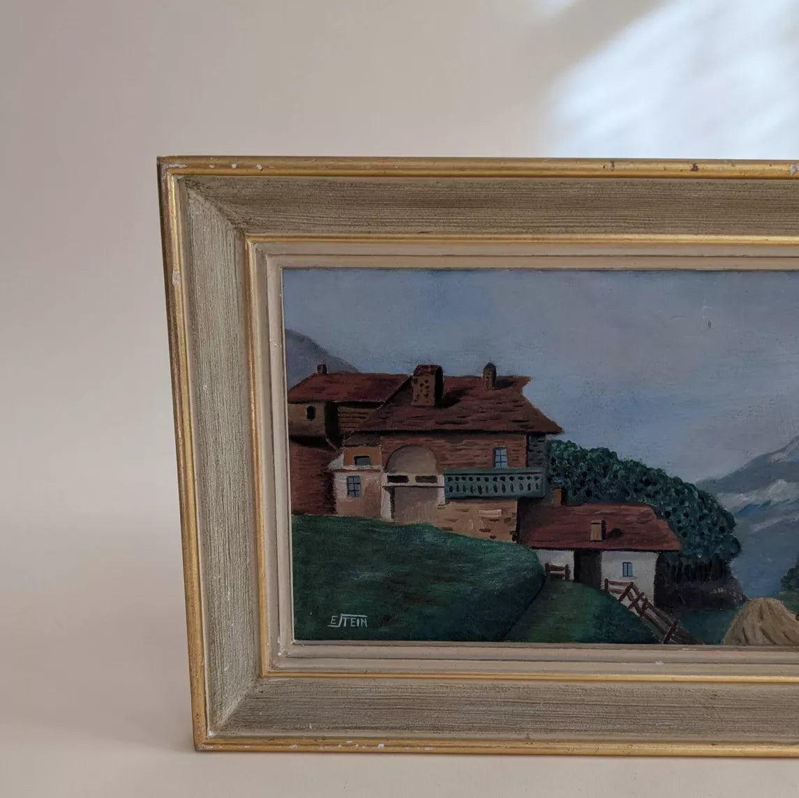 Tableau ancien - chalet à la montagne