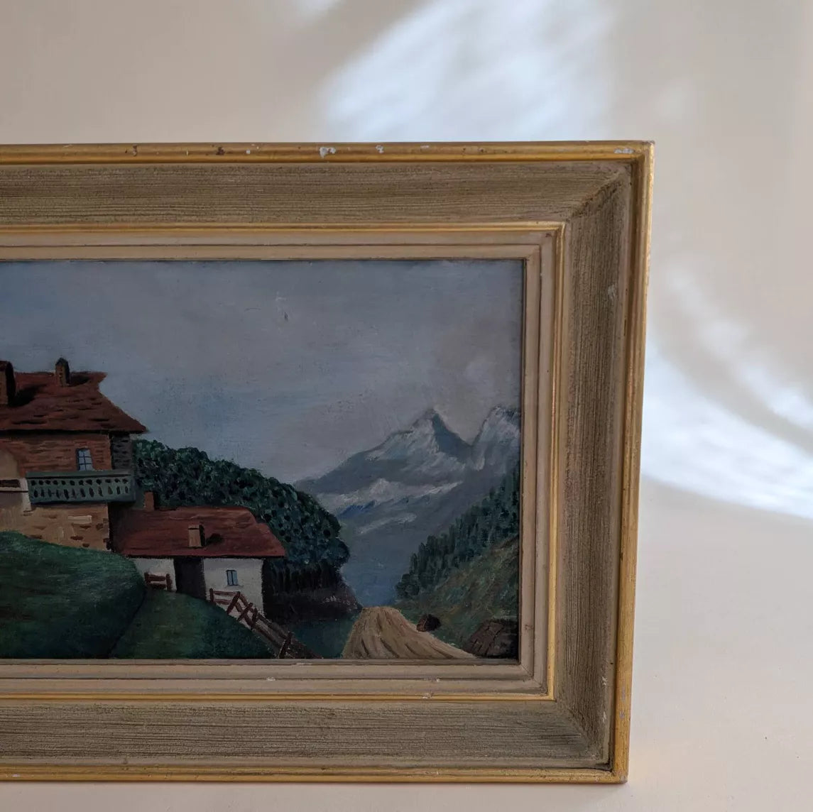Tableau ancien - chalet à la montagne