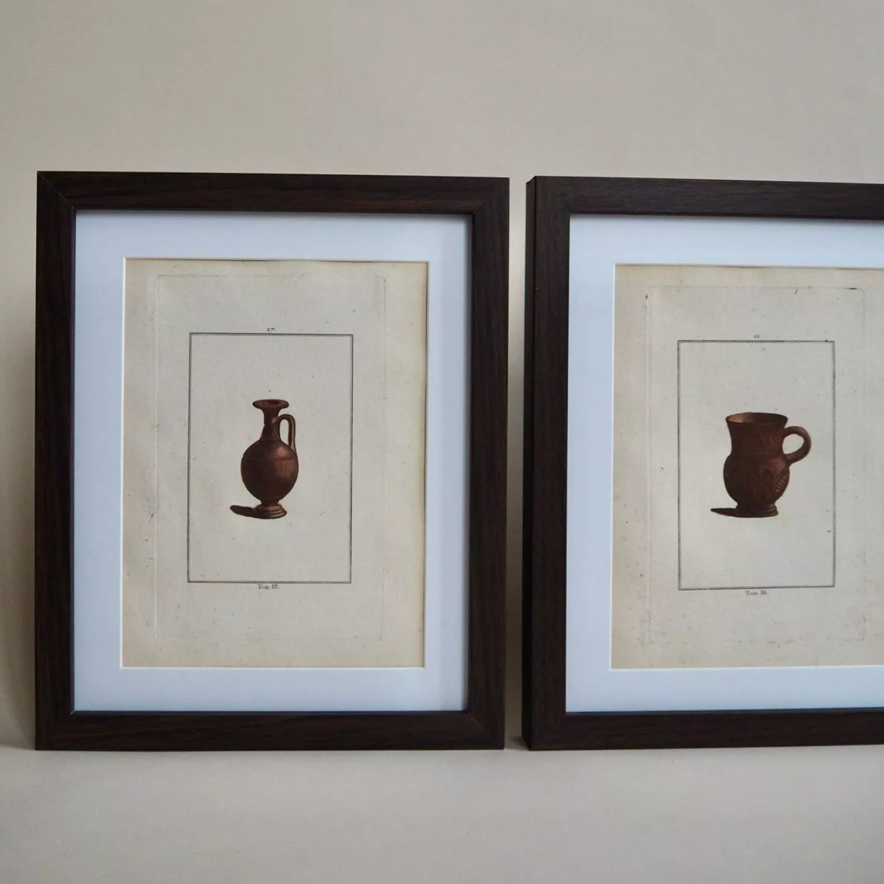 Triptyque de gravures poterie antique anciennes