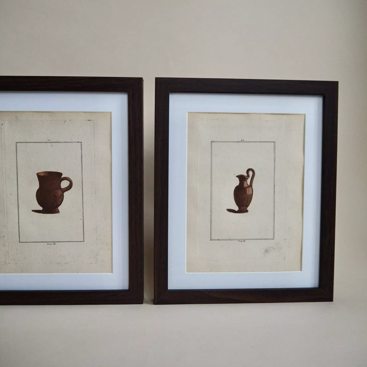 Triptyque de gravures poterie antique anciennes