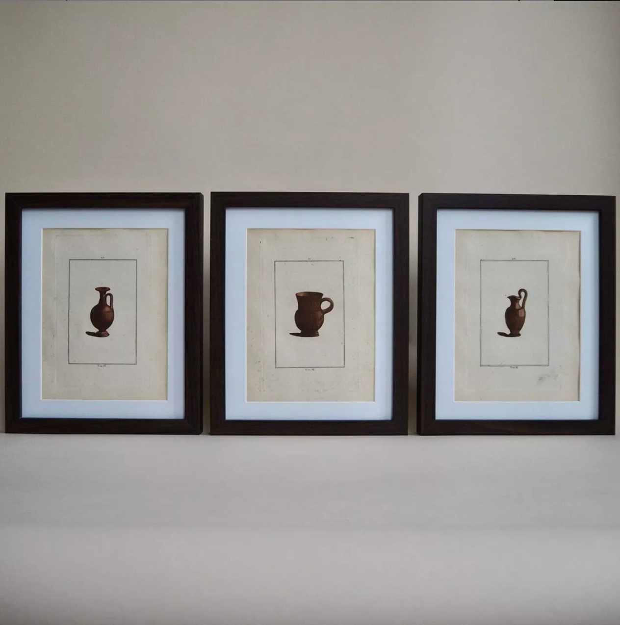 Triptyque de gravures poterie antique anciennes