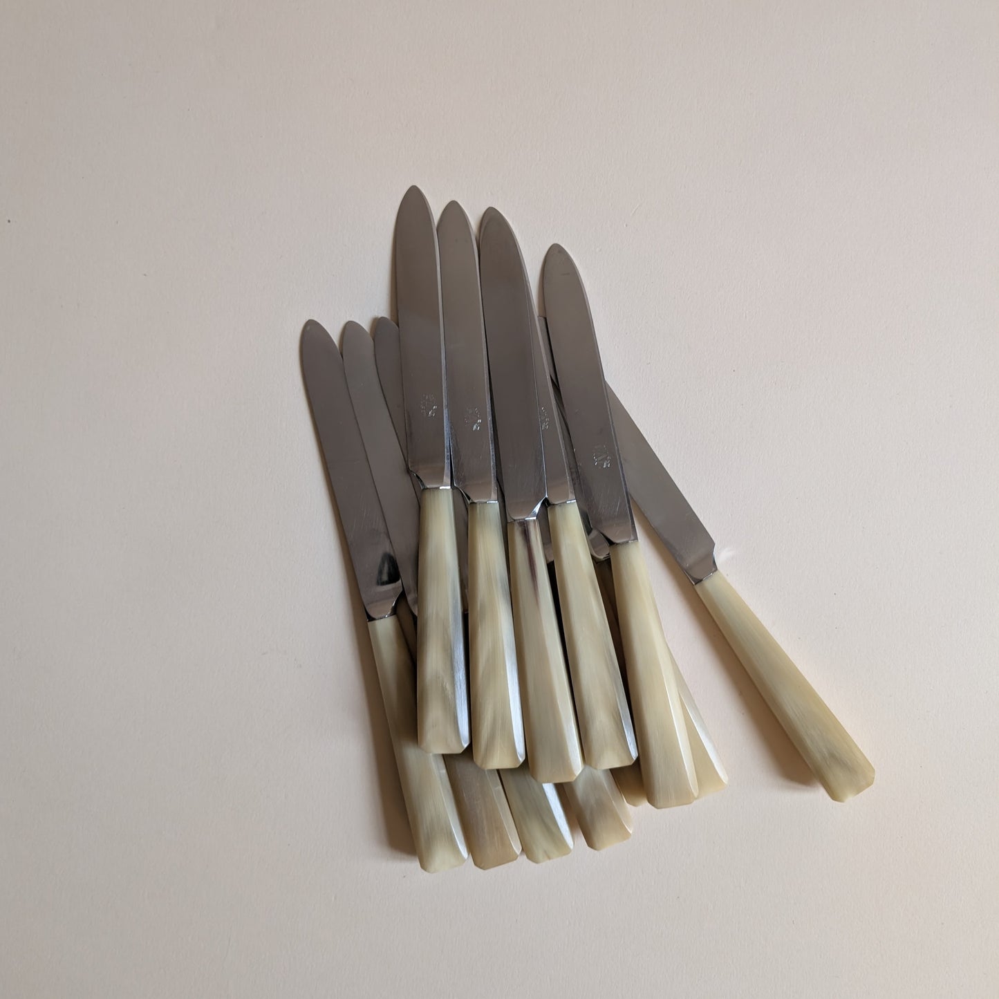 Ensemble de 25 couteaux en corne et inox