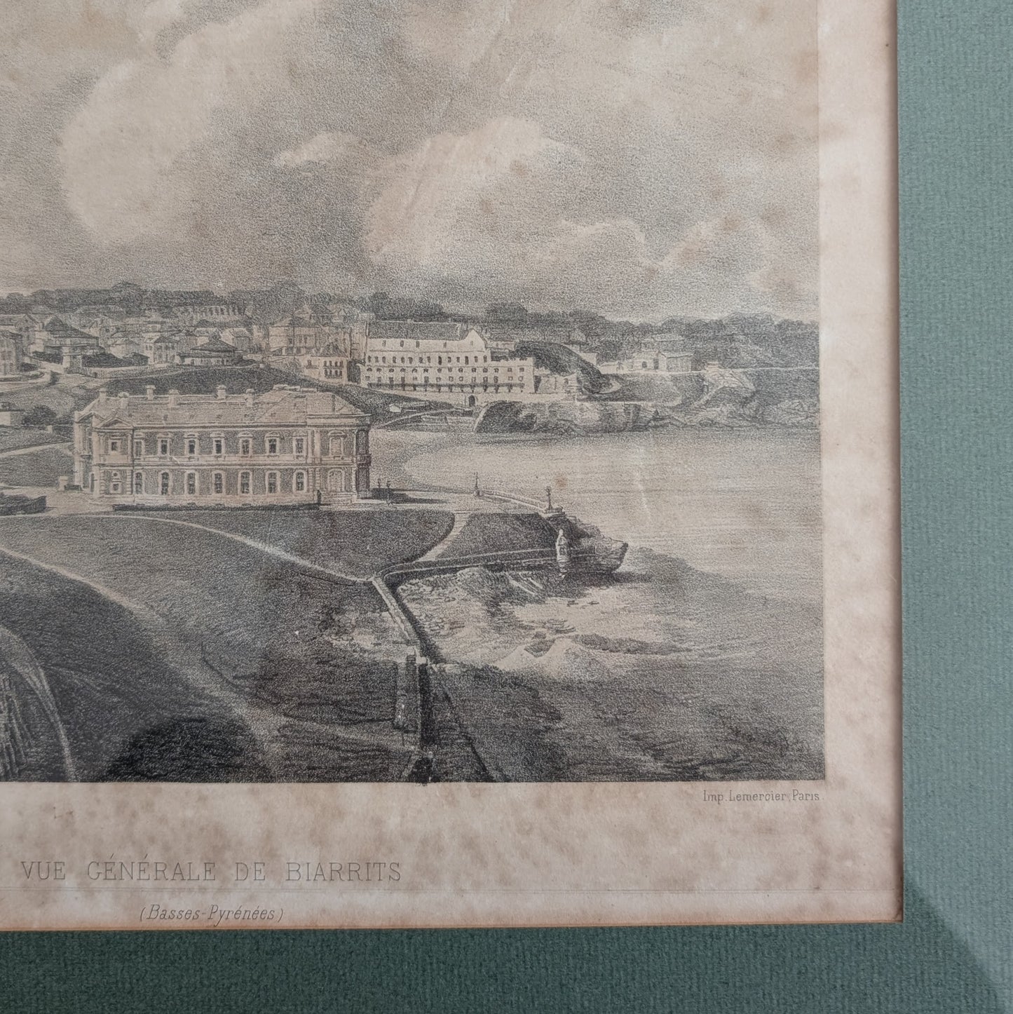 Gravure Biarritz - "Vue générale de Biarrits - Basses-Pyrénées"