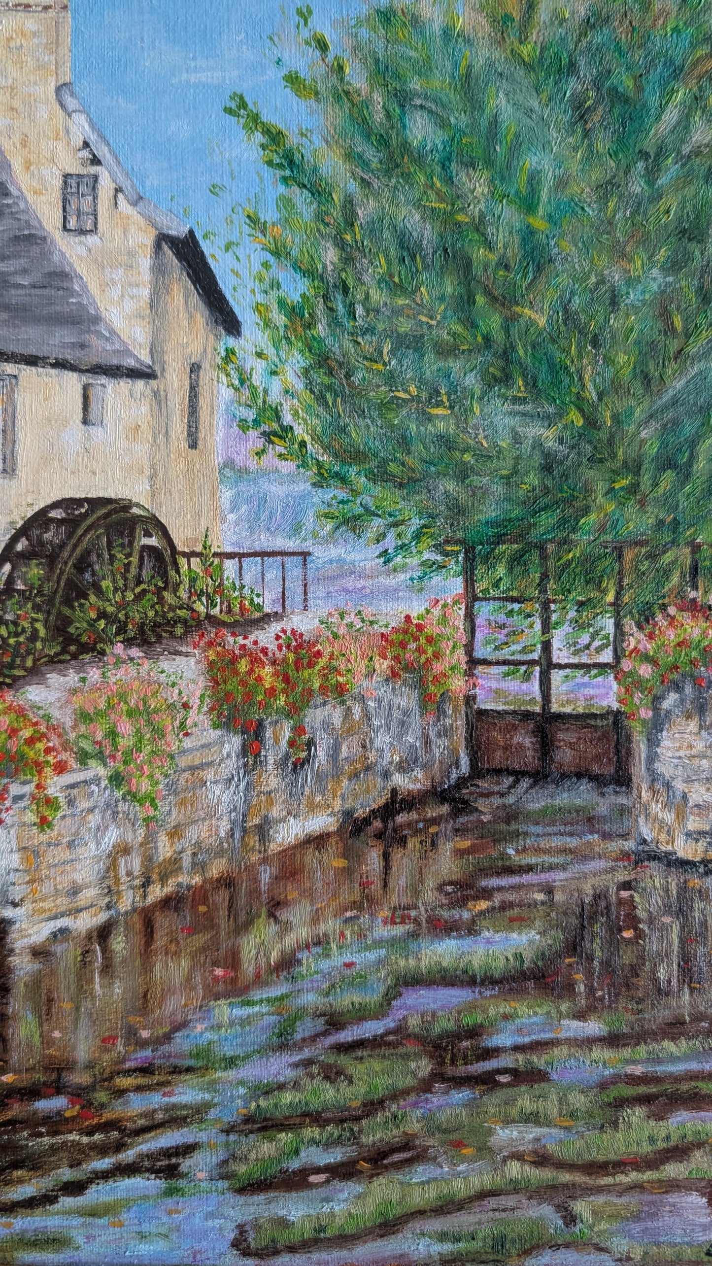 Peinture à l’huile – Scène de village