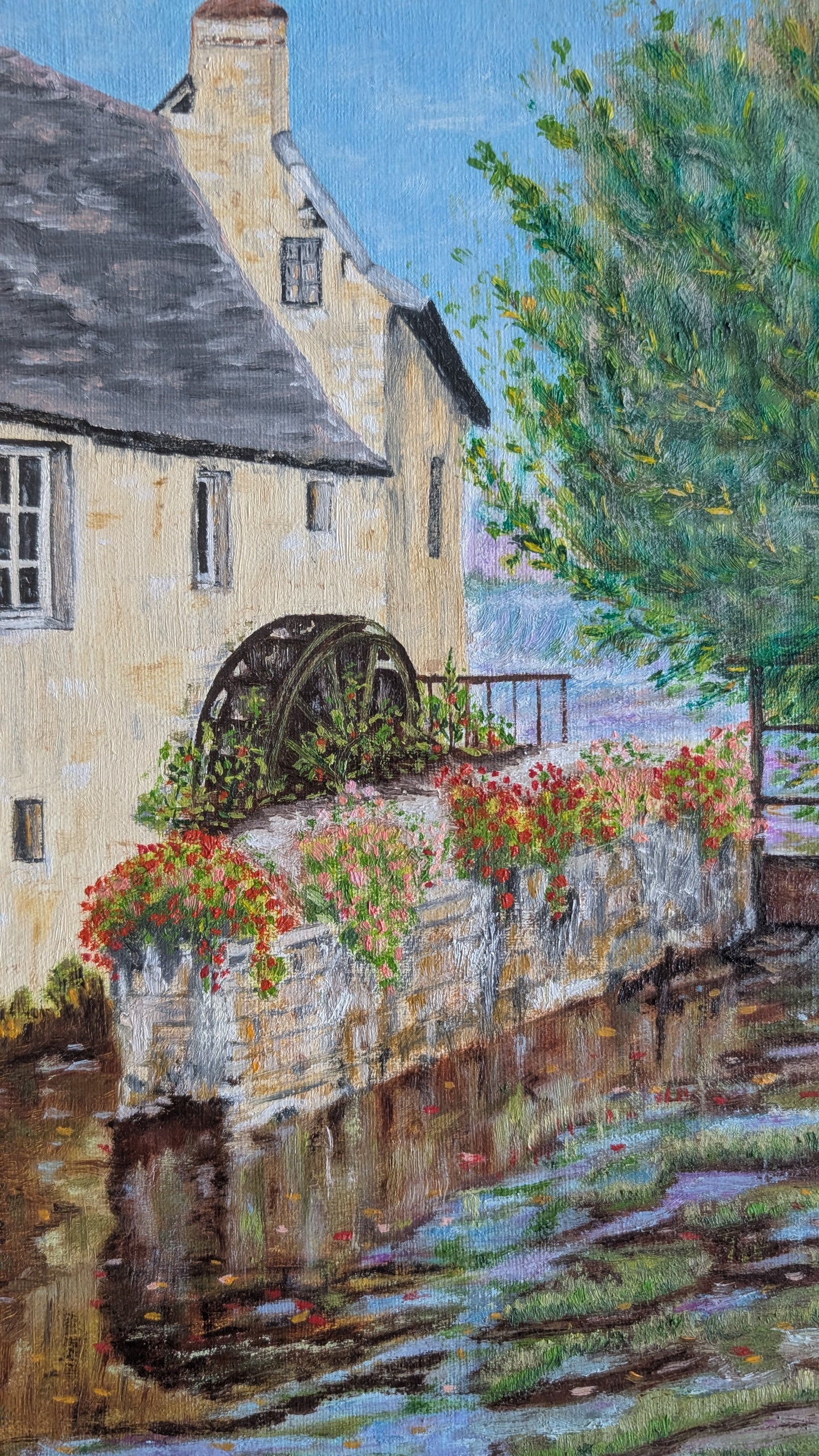 Peinture à l’huile – Scène de village