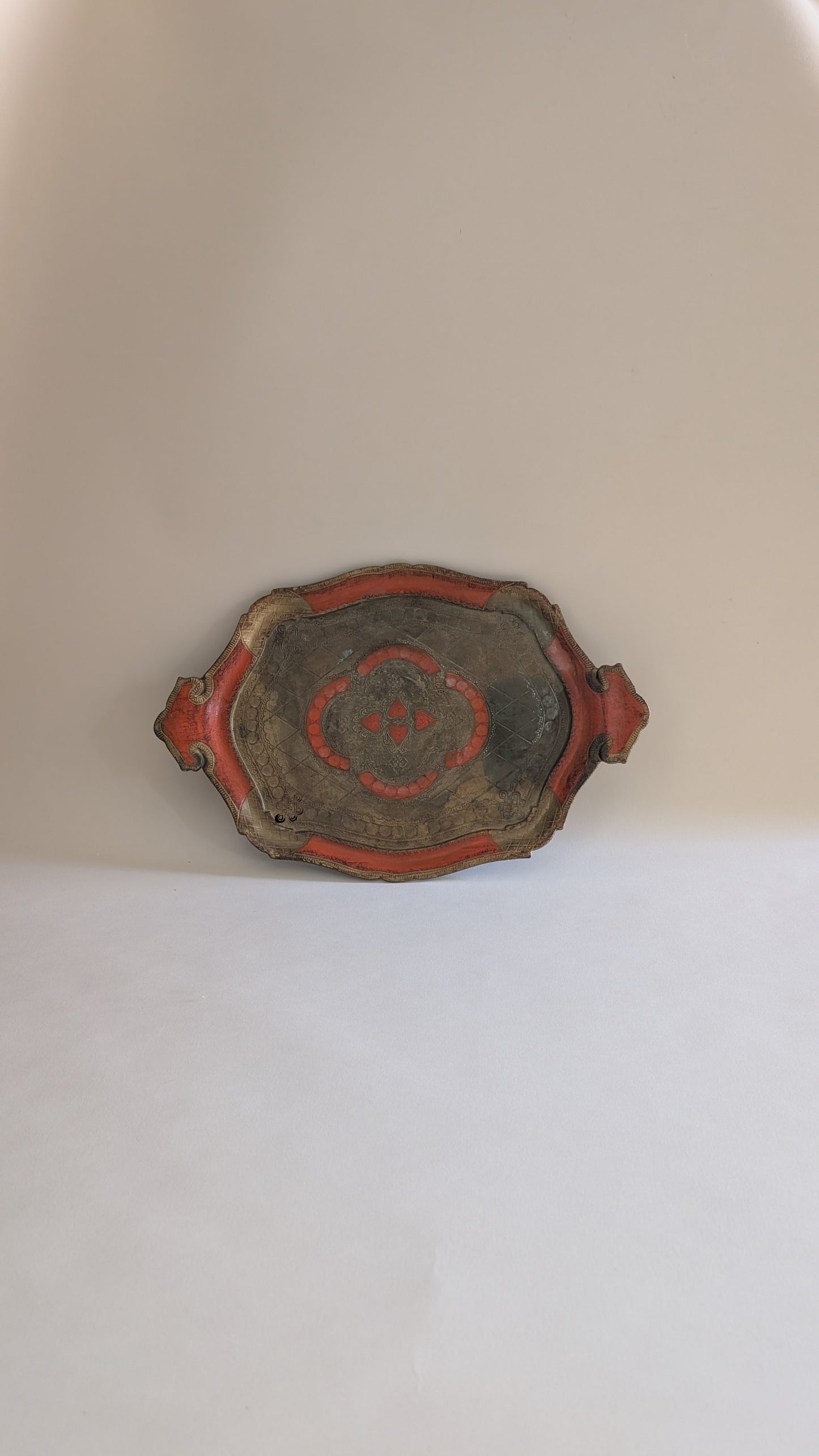 Plateau florentin doré et orange – 44,5 x 29 cm