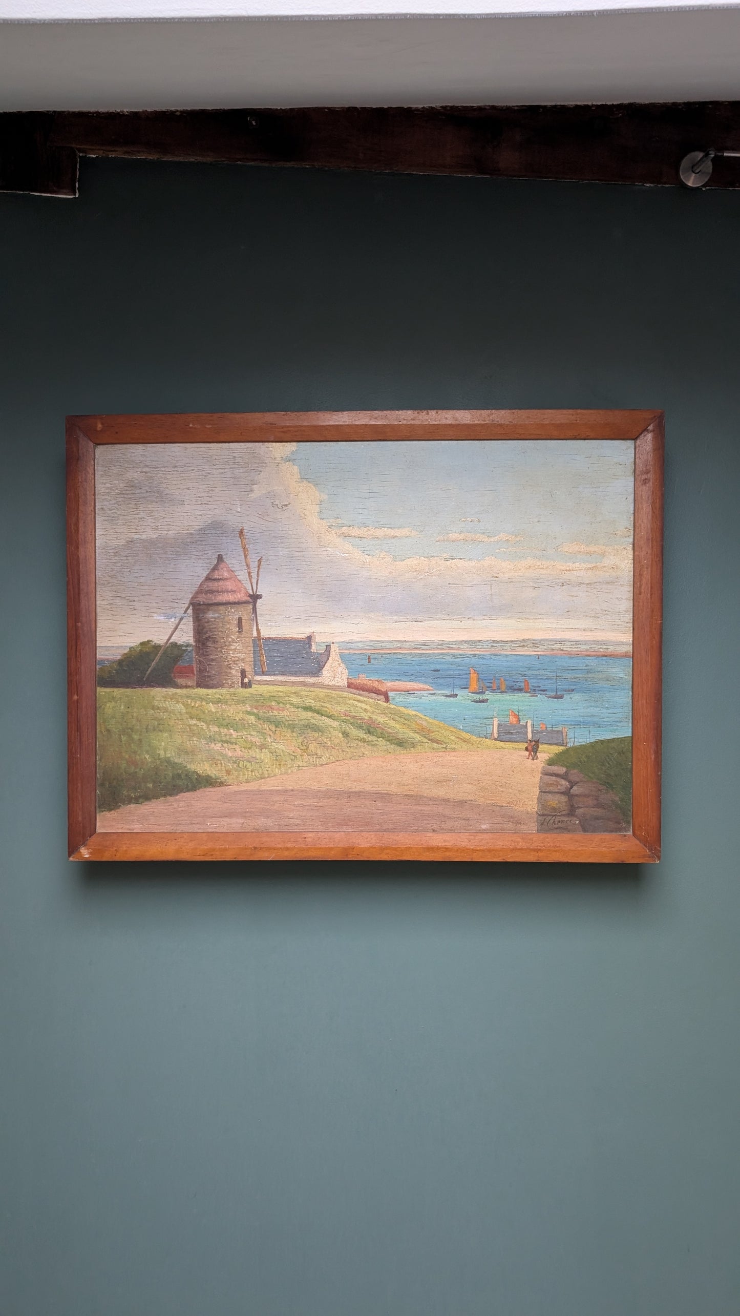 Tableau en bois - Marine au Moulin