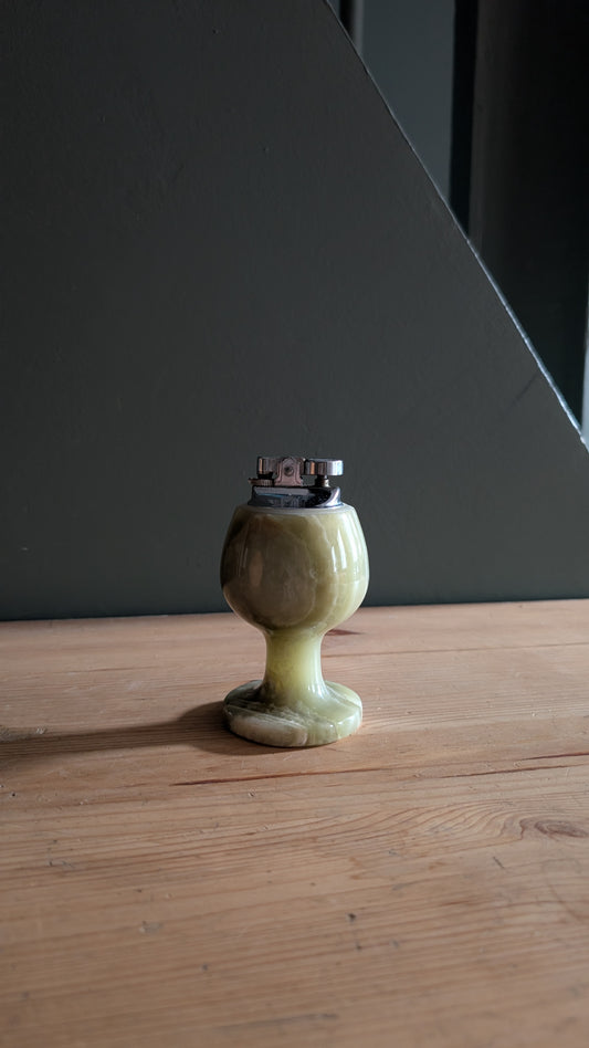 Briquet de table vintage en onyx vert – style années 70