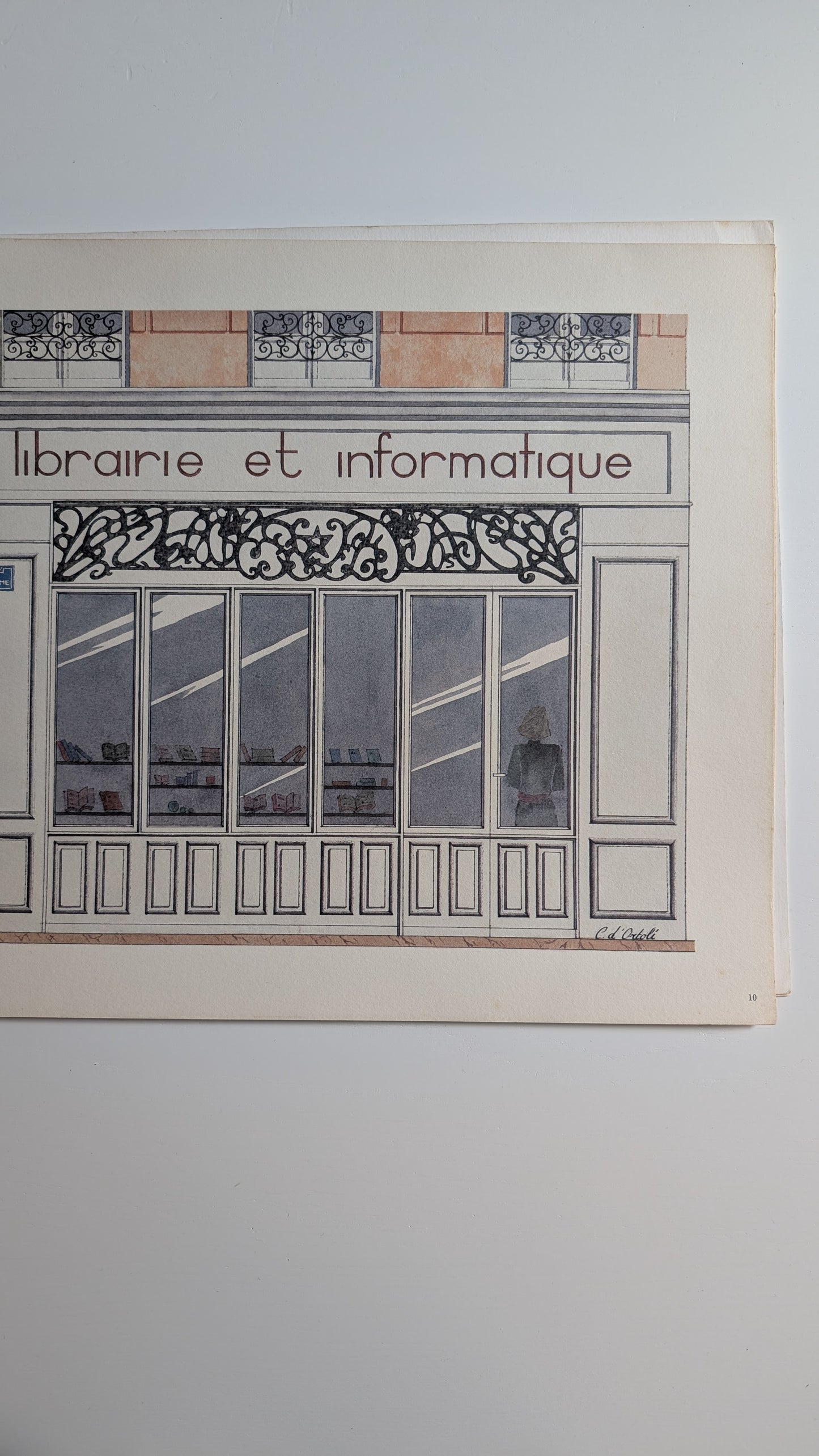 Lithographie "Librairie et informatique" – Catherine d'Ortoli