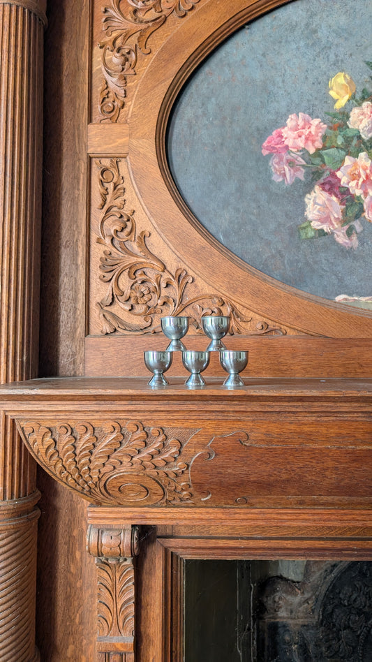 Ensemble de 5 coquetiers vintage en métal argenté