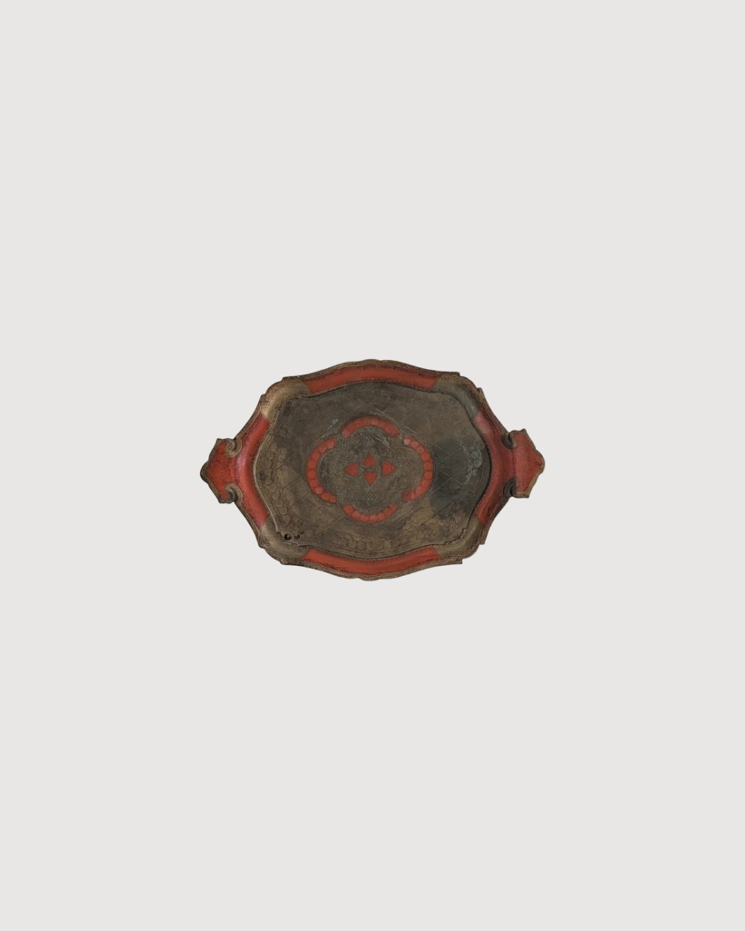 Plateau florentin doré et orange – 44,5 x 29 cm