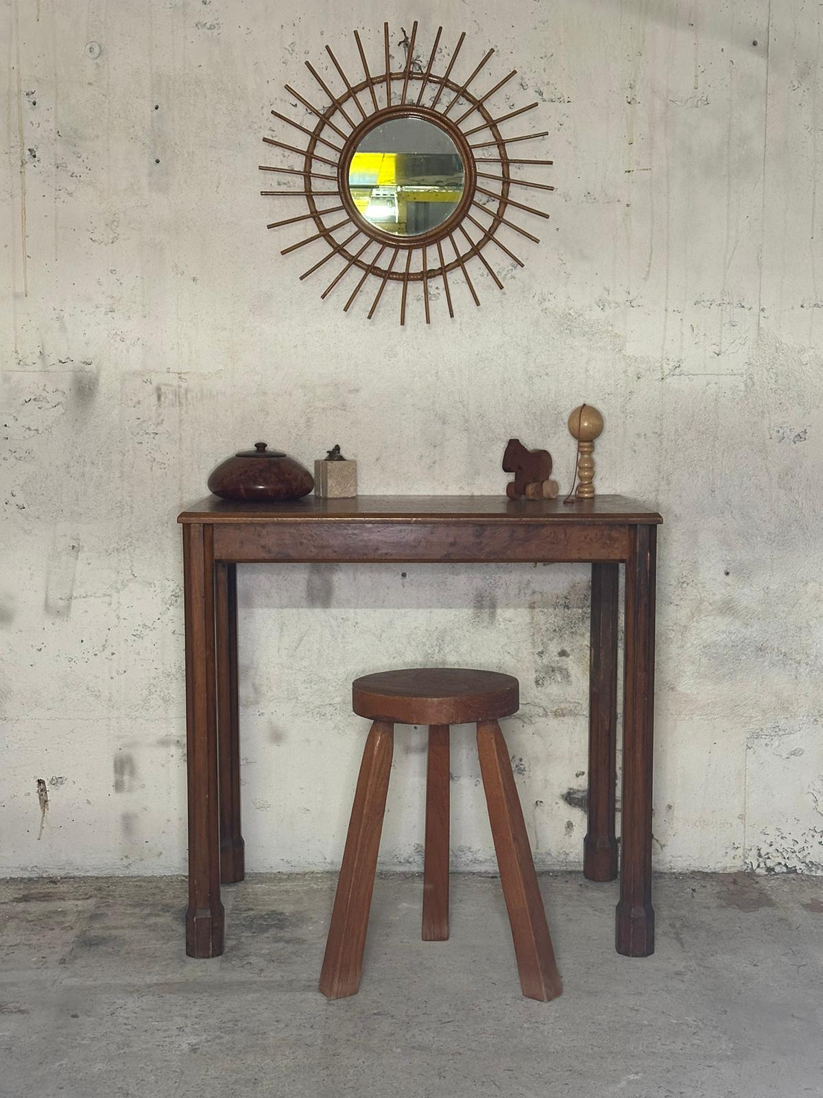 Miroir soleil en rotin vintage