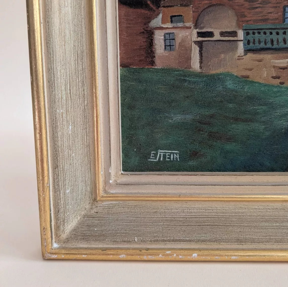 Tableau ancien - chalet à la montagne
