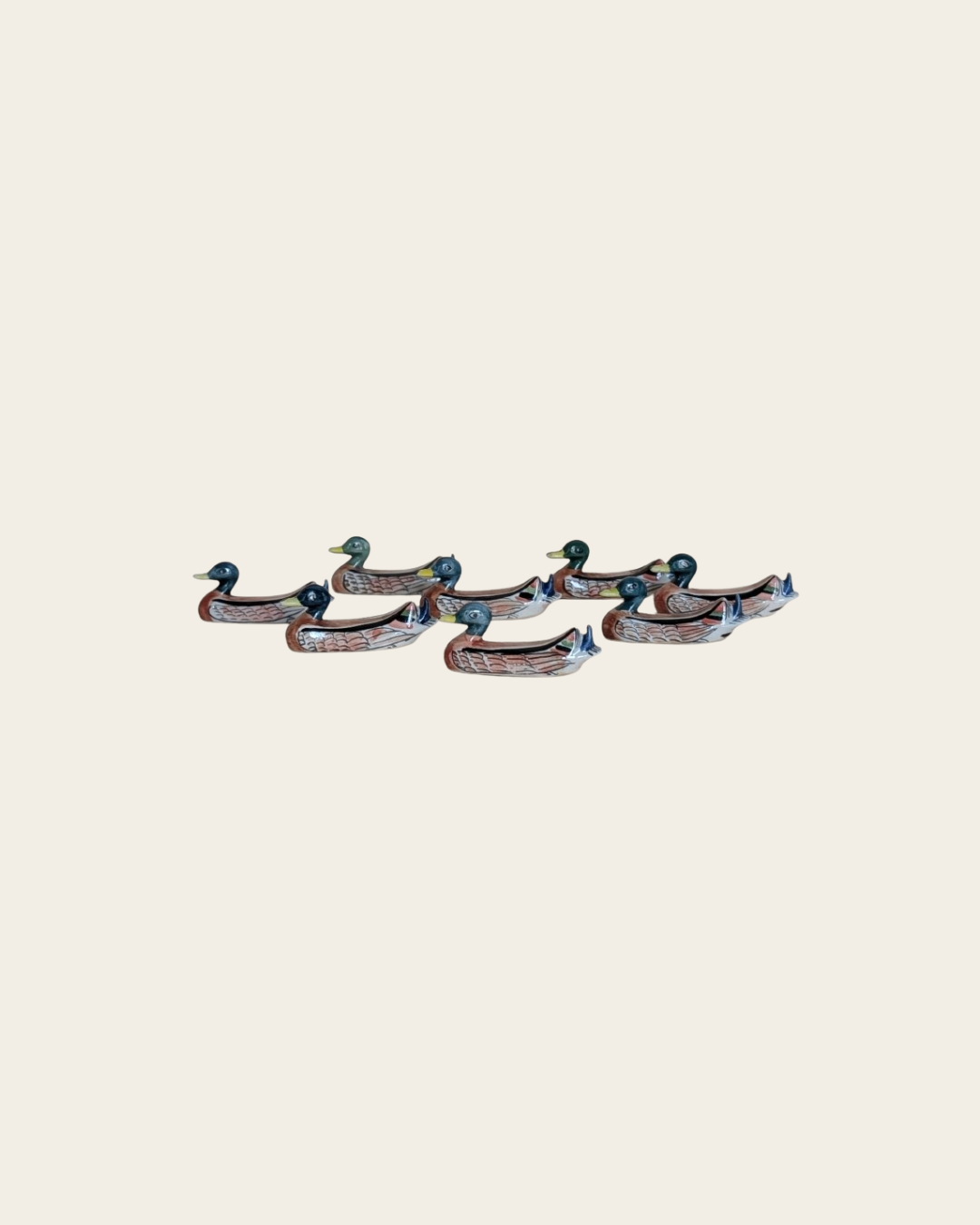 Ensemble de 8 porte-couteaux canard en céramique