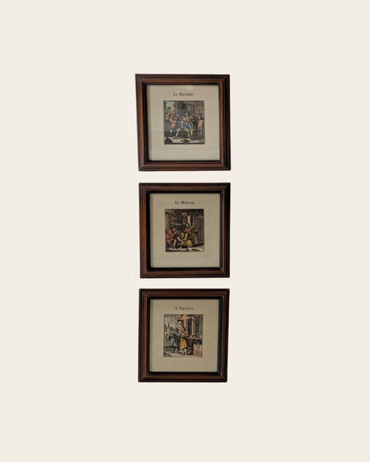 Ensemble de 3 cadres médicaux anciens