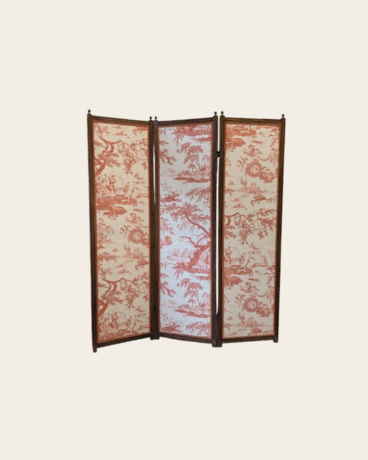 Paravent trois pans en Toile de Jouy