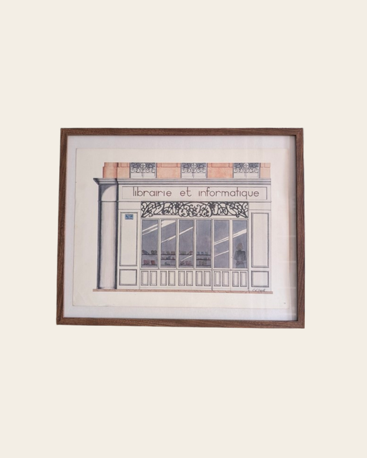Lithographie "Librairie et informatique" – Catherine d'Ortoli