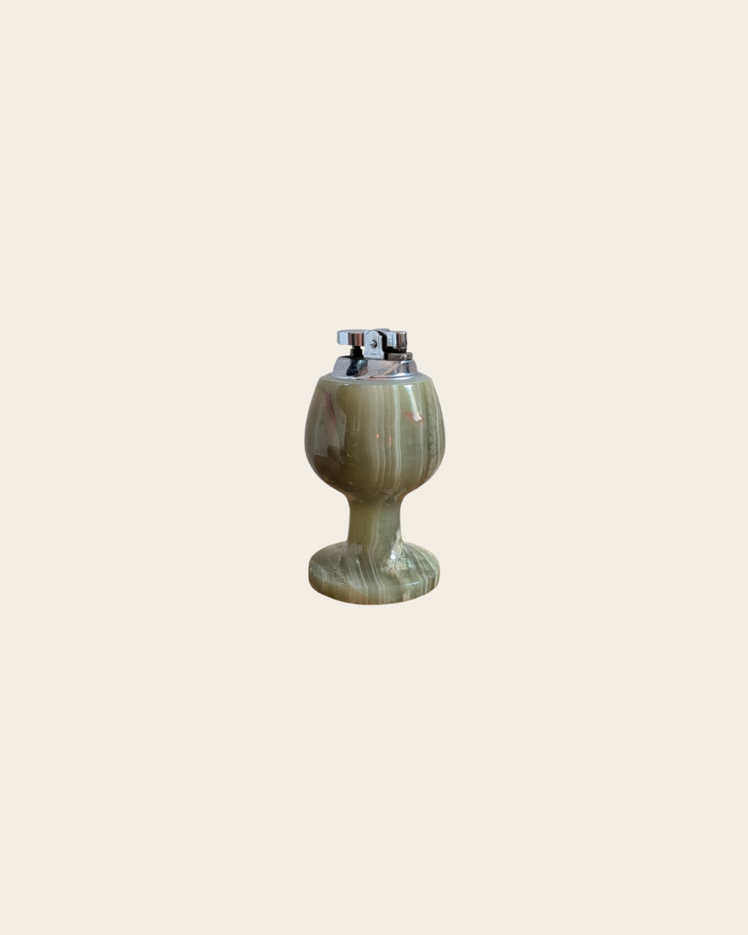 Briquet de table vintage en onyx vert – style années 70