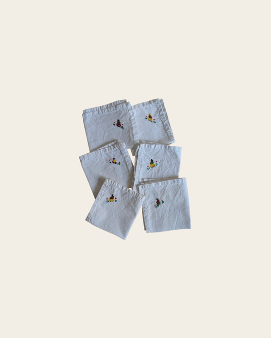 Ensemble de 6 serviettes brodées