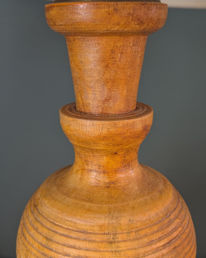 Paire de lampes vintage en bois tourné