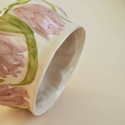 Cache-pot fleurs roses