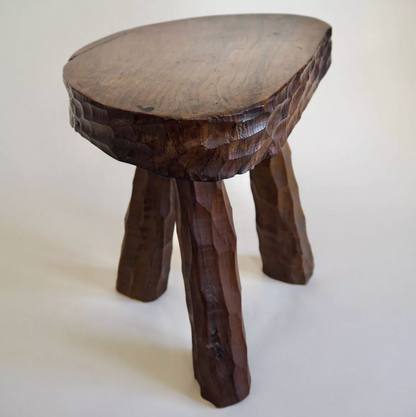 Paire de tabourets tripode en bois