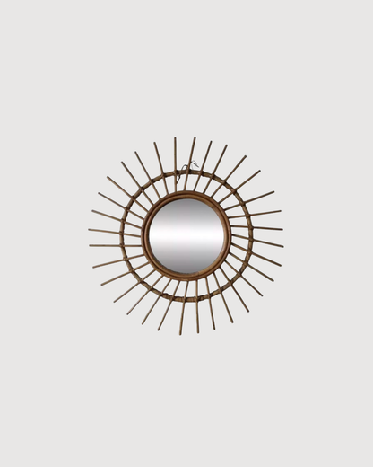 Miroir soleil en rotin vintage