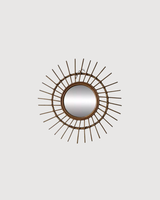 Miroir soleil en rotin vintage