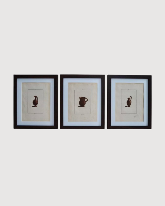 Triptyque de gravures poterie antique anciennes