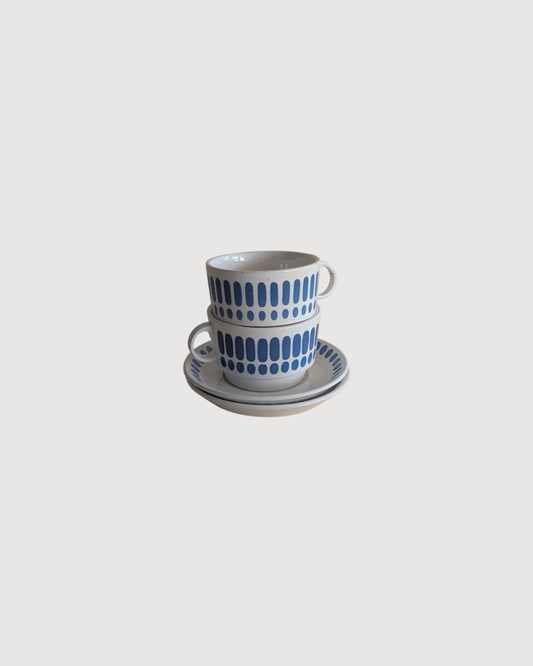 Duo de tasses Digoin Sarreguemines – modèle "Tartan"