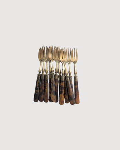Ensemble de 12 fourchettes à gâteau anciennes