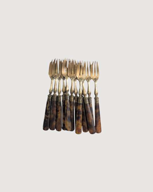 Ensemble de 12 fourchettes à gâteau anciennes