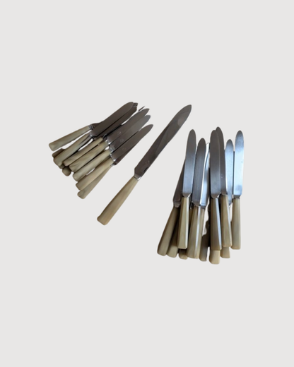 Ensemble de 25 couteaux en corne et inox