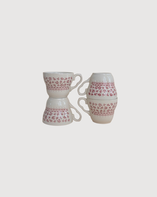 Ensemble de 4 tasses en céramique rouge