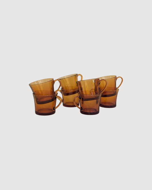 Ensemble de 8 tasses à café ambrées