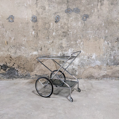 Desserte en métal argenté