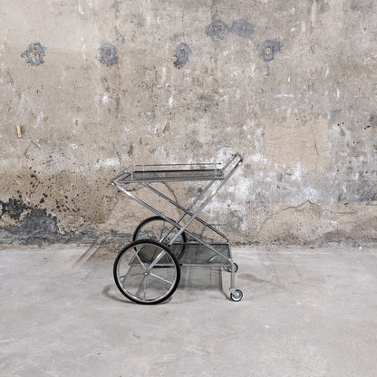 Desserte en métal argenté