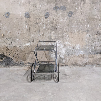 Desserte en métal argenté