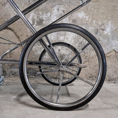 Desserte en métal argenté