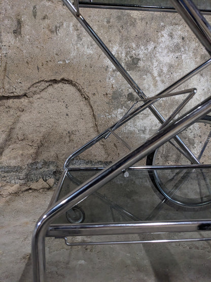 Desserte en métal argenté