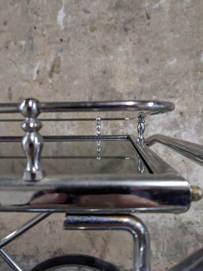 Desserte en métal argenté