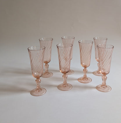 Flûtes Rosaline, Arcoroc France, années 70/80