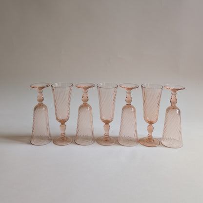 Flûtes Rosaline, Arcoroc France, années 70/80