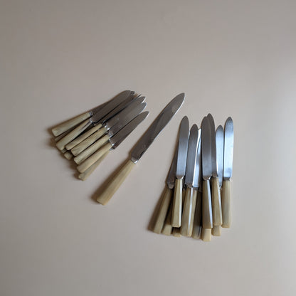 Ensemble de 25 couteaux en corne et inox