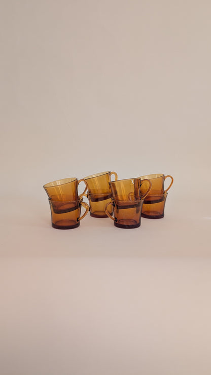 Ensemble de 8 tasses à café ambrées