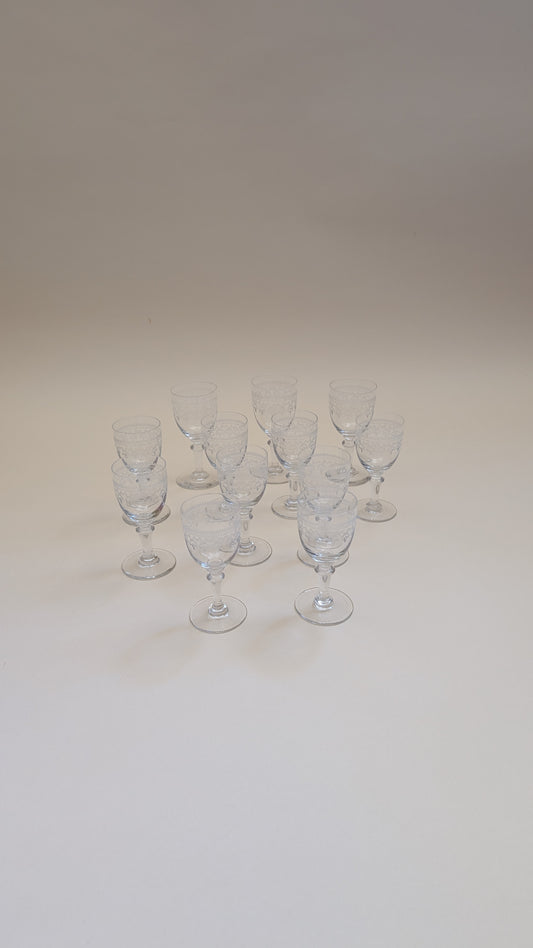 12 VERRES GRAVÉS