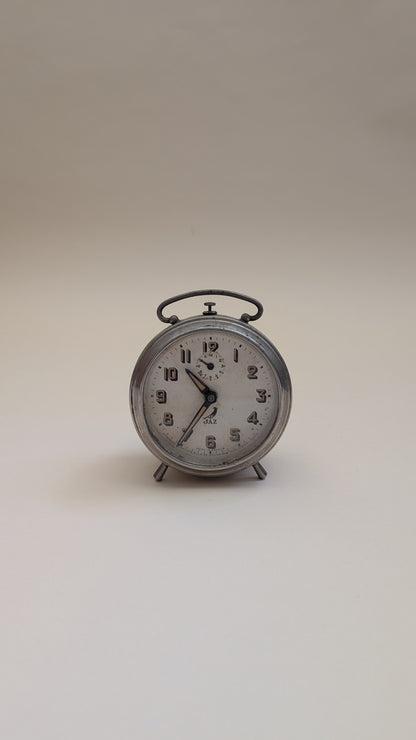 Réveil ancien en métal nickelé Jaz Modic 111 S.G.D.G