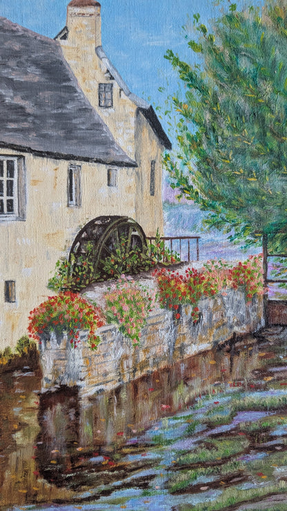 Peinture à l’huile – Scène de village