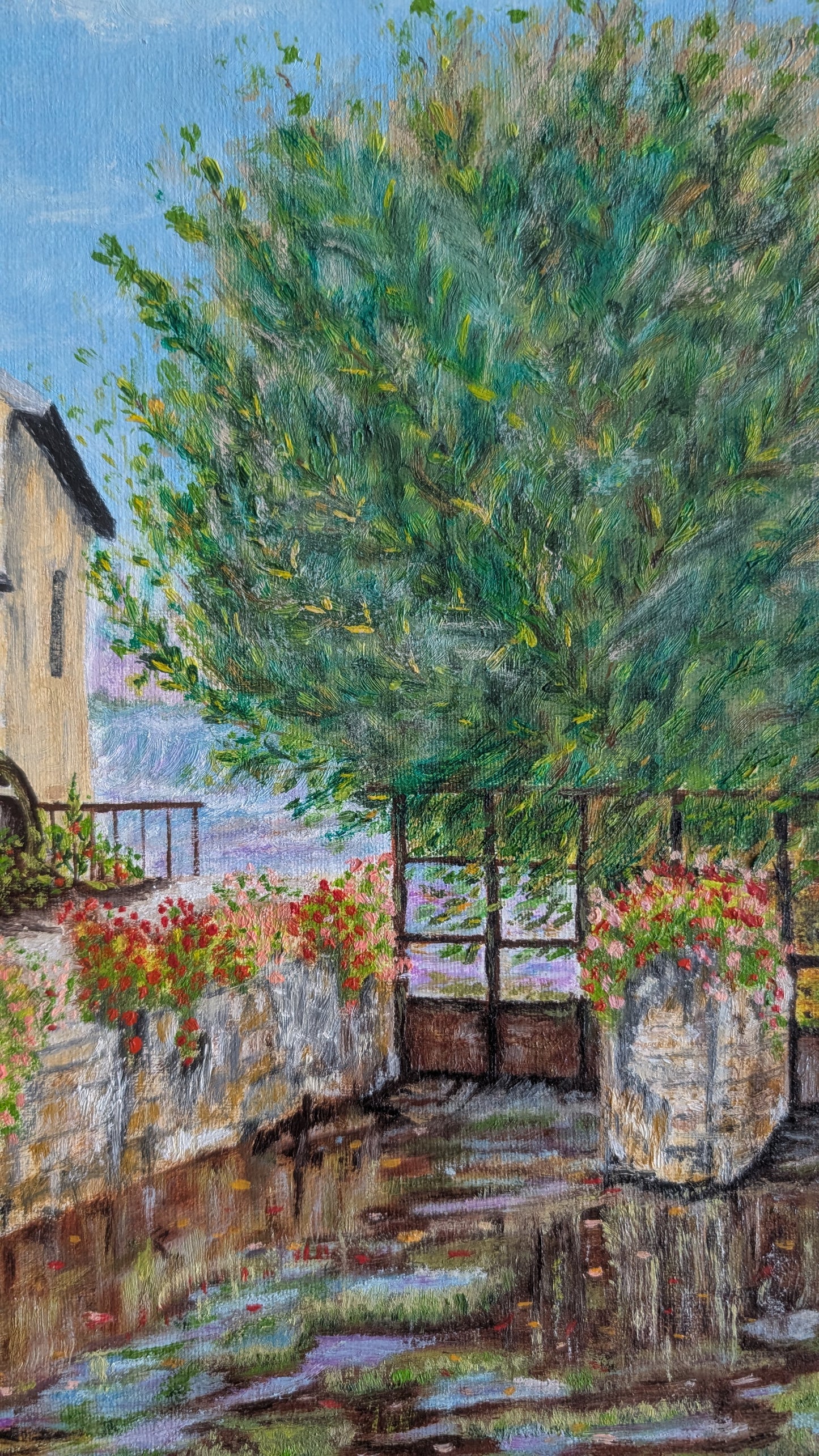 Peinture à l’huile – Scène de village