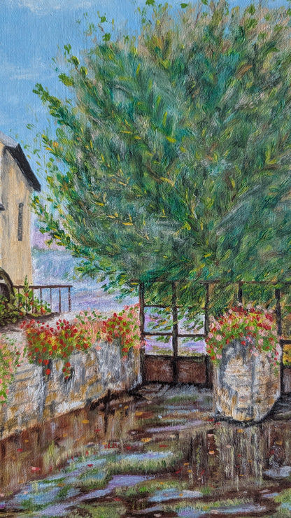 Peinture à l’huile – Scène de village